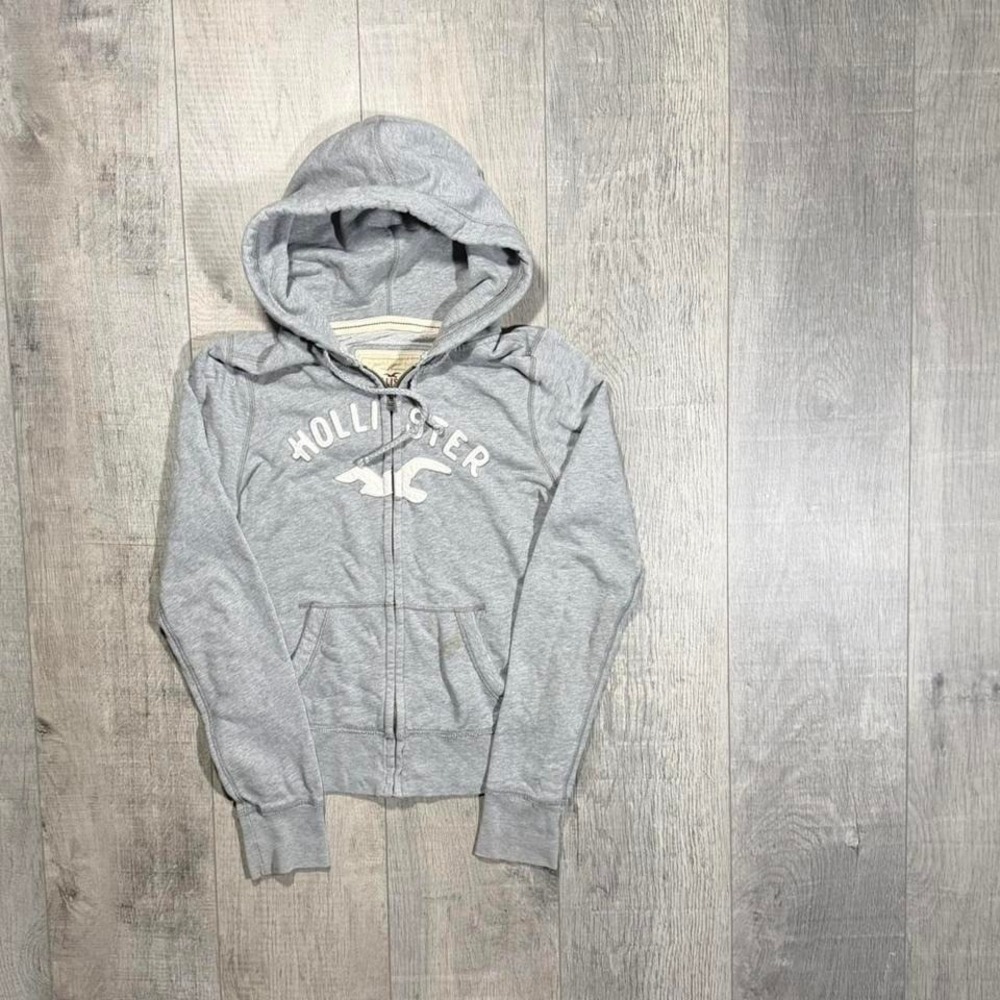 Women's vintage 2000s Y2K email grunge gray Hollister full zip hoodie